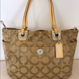 Coach Beige Alex Coated Op Art Tote Xlarge 14798